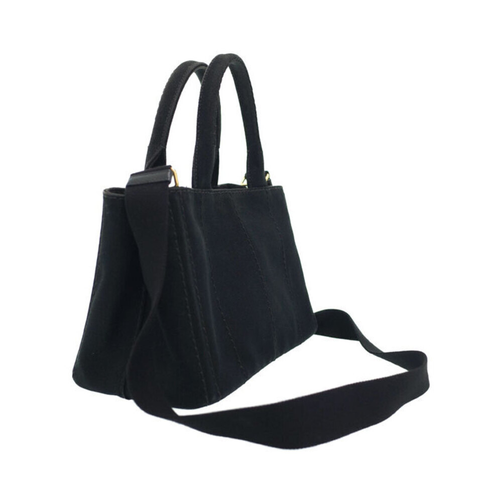 Prada Canapa 2way Tote Bag Canvas Black - Picture 2 of 9